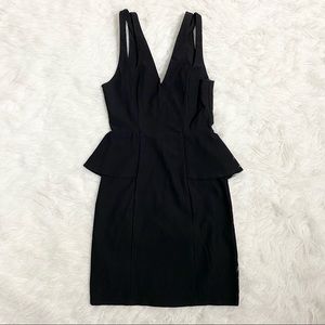 NASTY GAL Black Fitted Peplum Mini Dress